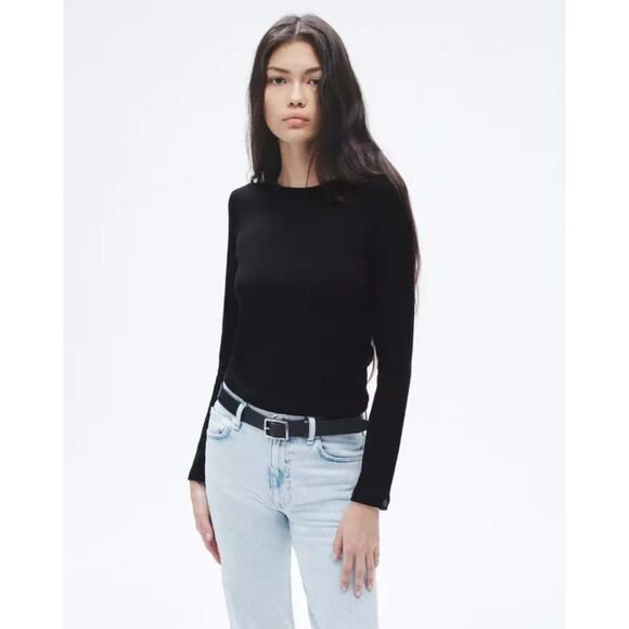 Rag & Bone Black Knit T-Shirt XS Long Sleeves - Picture 1 of 8